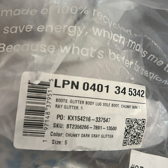 FABKIDS Girls Glitter Combat Boots Black Sparkle Size 5/UK 4/EU 37 - Picture 5 of 9
